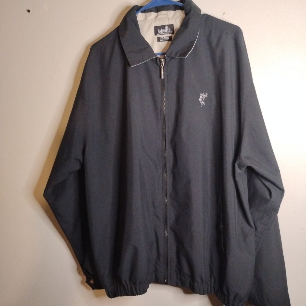 Ashworth Windbreaker Jacket Men Large Navy Blue Golf Full Zip Weather Systems - Picture 2 of 8